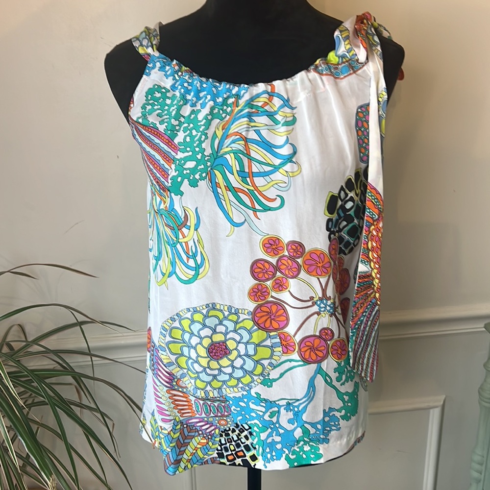 Banana Republic, Trina Turk Collection 100% silk Botanical Astrid Halter